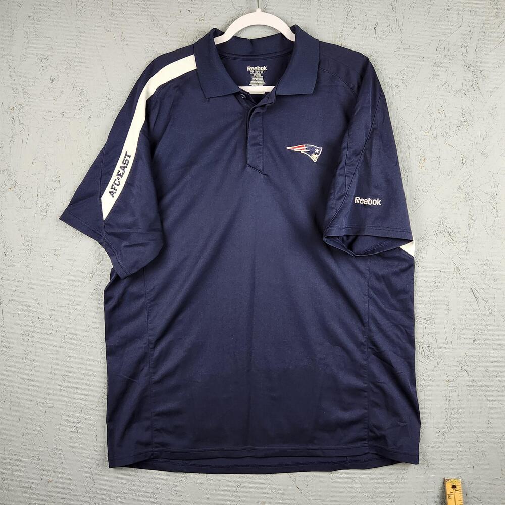 New England Patriots Shirt Mens XL Blue NFL Football Reebok Polo PlayDry AFC Fan